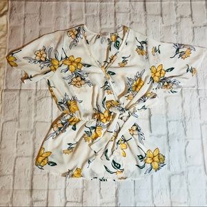 Sienna Sky White Floral Wrap Top
